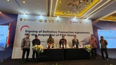 Gelontorkan Dana Rp4,6 Triliun, MIND ID Akuisisi 14 Persen Saham PT Vale Indonesia